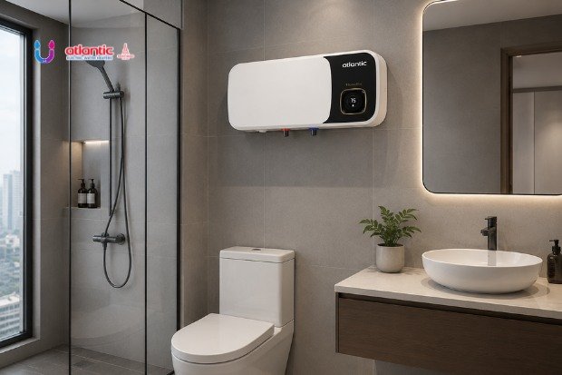 water heater apartment Atlantic pada kamar mandi minimalis
