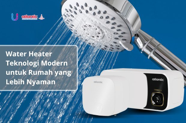 Water heater teknologi modern di kamar mandi minimalis dengan shower air hangat