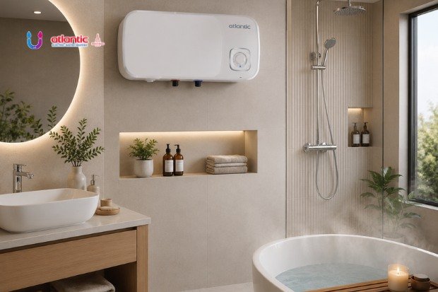 Water heater listrik terbaik Atlantic untuk menghadirkan kenyamanan mandi air hangat bagi seluruh keluarga di rumah.